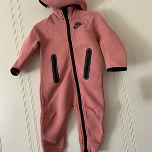 Nike Kids Pink Hooded Footie with Black Accents
